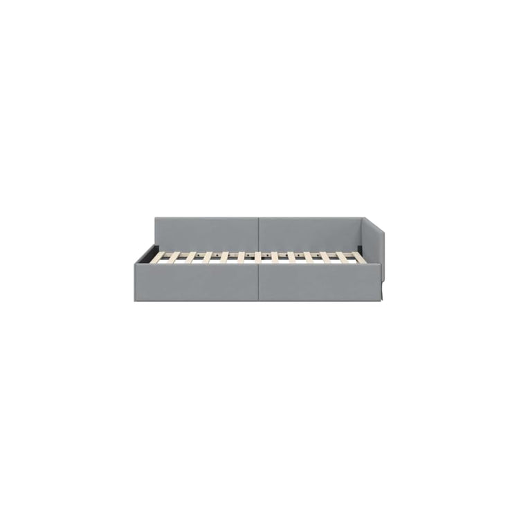 Cadre de lit d’Angle en Tissu Gris Clair 80 x 200 cm lit L canapé 2 en 1 Gain de Place tête réglable Moderne Chambre et Salon Robuste contreplaqué Bois