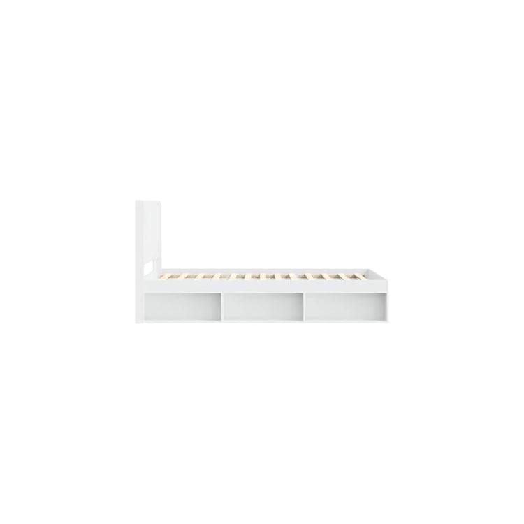 Cadre de lit blanc en bois 90 x 200 cm avec espace de rangement et tête de lit