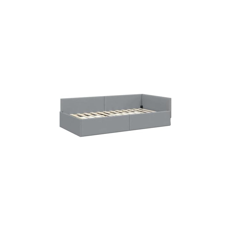 Cadre de lit d’Angle en Tissu Gris Clair 80 x 200 cm lit L canapé 2 en 1 Gain de Place tête réglable Moderne Chambre et Salon Robuste contreplaqué Bois