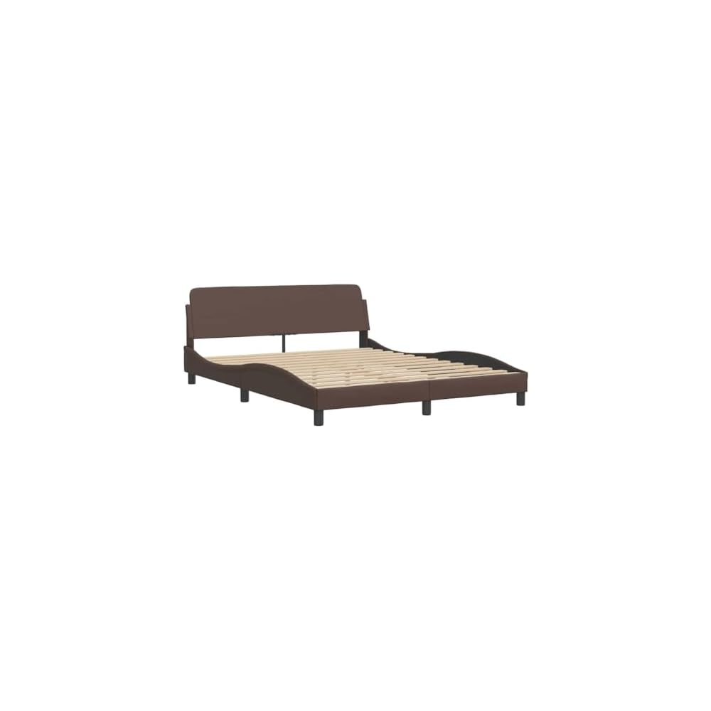 Structure de lit en cuir synthétique marron 160 x 200 cm