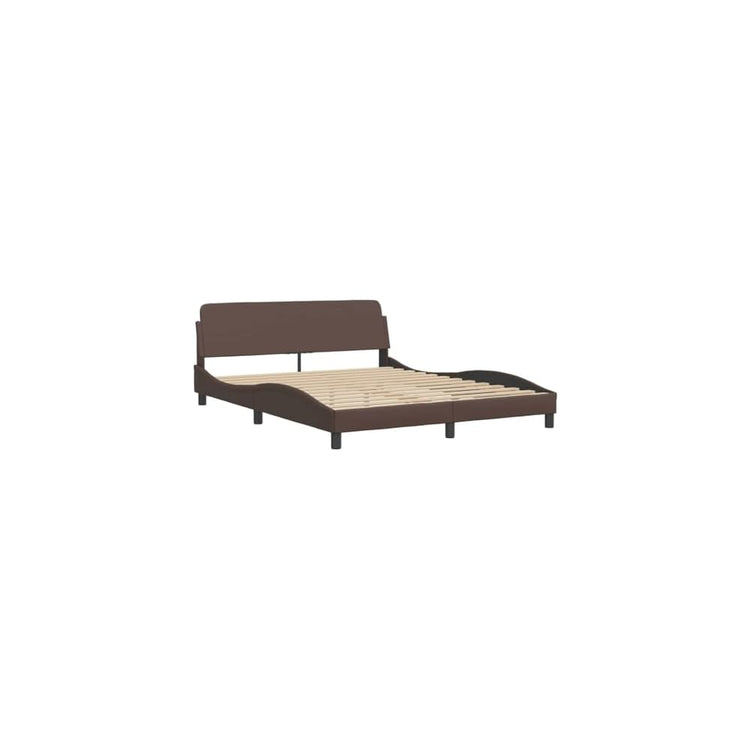 Structure de lit en cuir synthétique marron 160 x 200 cm