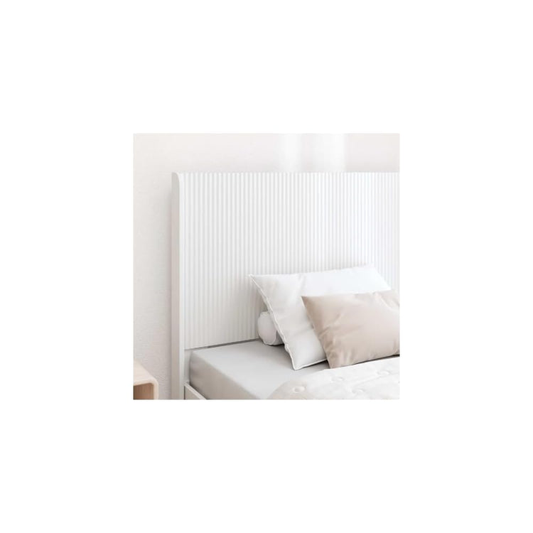 Cadre de lit blanc en bois 90 x 200 cm avec espace de rangement et tête de lit
