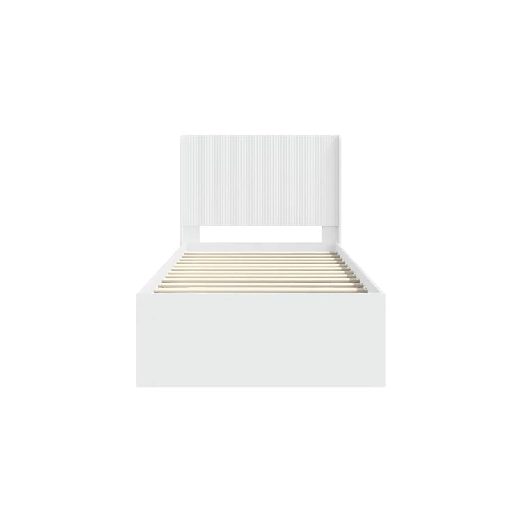 Cadre de lit blanc en bois 90 x 200 cm avec espace de rangement et tête de lit