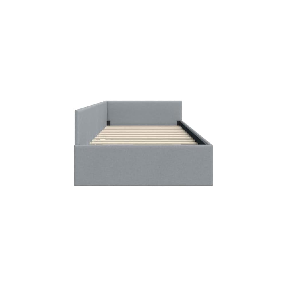 Cadre de lit d’Angle en Tissu Gris Clair 80 x 200 cm lit L canapé 2 en 1 Gain de Place tête réglable Moderne Chambre et Salon Robuste contreplaqué Bois