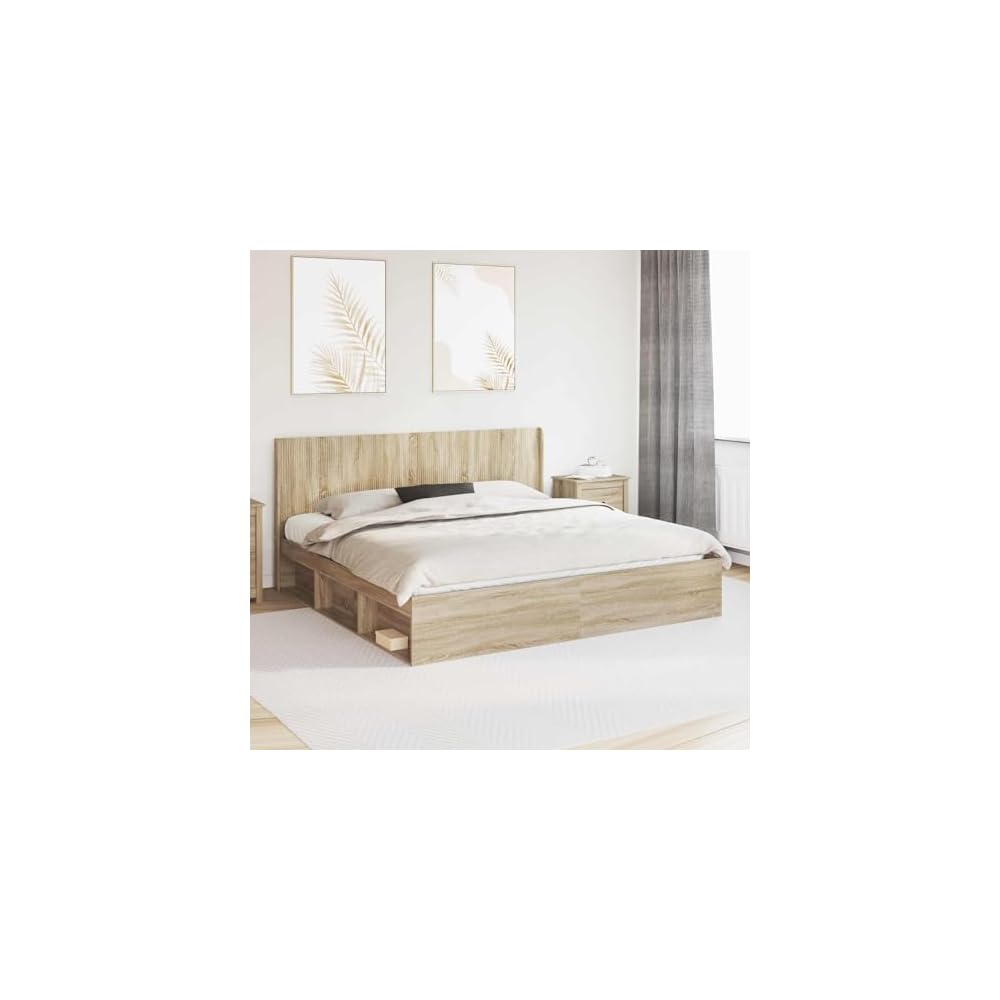 Cadre de lit blanc en bois 90 x 200 cm avec espace de rangement et tête de lit
