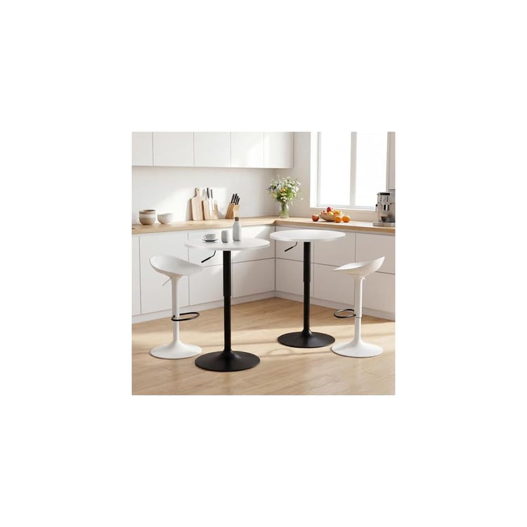 Lot de 2 Table de Bar Ronde, Table de Bistrot, Cuisine Mange-Debout avec Plateau Pivotante à 360°et Hauteur Réglable, Table de Petit-Déjeuner pour Bistro Salon Salle à Manger Terrasse, Brun