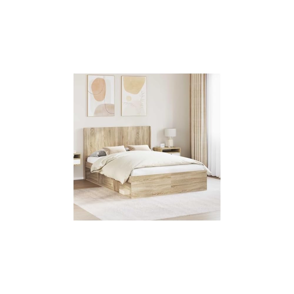 Cadre de lit blanc en bois 90 x 200 cm avec espace de rangement et tête de lit