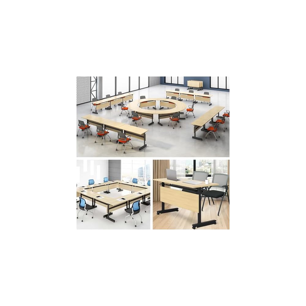 Table de conférence Pliante avec roulettes et cloison Table de Formation roulante pour Bureau Salle de Classe Tables de réunion empilables 47,2" x19,6 x29,5