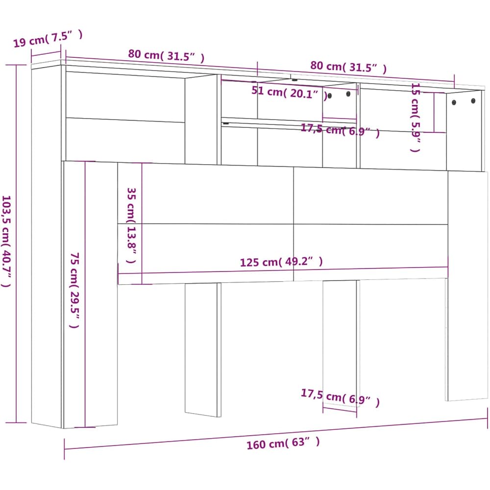 Gecheer lit Pliant 2 Personnes,canapé lit Armoire de tête de lit Noir 160x19x103,5 cm
