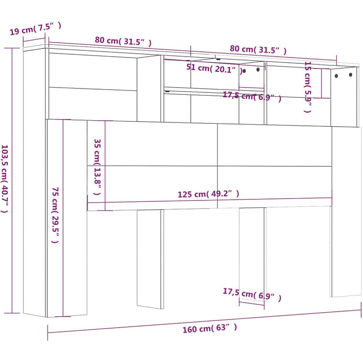 Gecheer lit Pliant 2 Personnes,canapé lit Armoire de tête de lit Noir 160x19x103,5 cm