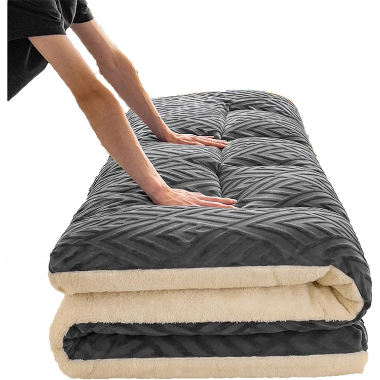 Matelas De Sol Japonais Futon Matelas Topper, Coton Remplir Simple Double Roll Up Matelas Pliable, Portable Matelas De Couchage pour Plancher Lit D'Invité Canapé,Gris,120x200cm