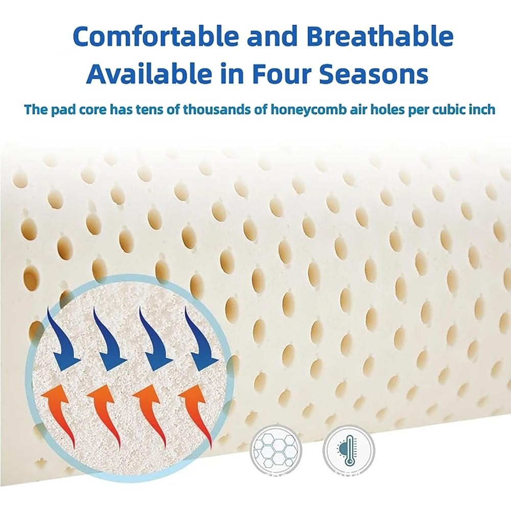 Surmatelas en Latex Naturel, épaisseur 5 cm, Souple et Confortable, soulage Les Points de Pression. Housse de Matelas en Latex Biologique, 5 cm d'épaisseur, 120 x 200 cm.